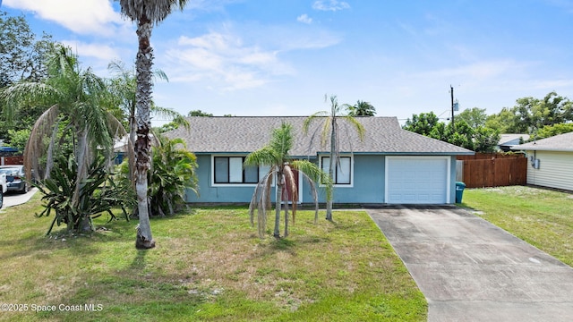 219 Fecco St, Cocoa, FL 32927 - ranch-style home with a garage, stucco siding, driveway, and roof with shingles