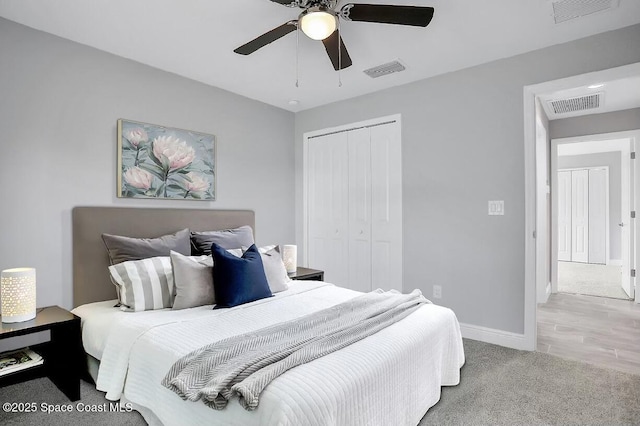 338 Mott St SW, Palm Bay, FL 32908 - carpeted bedroom featuring a closet and a ceiling fan