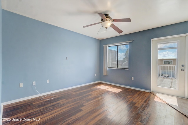 53 Emerald Ct, Satellite Beach, FL 32937 - unfurnished room featuring wood finished floors and ceiling fan