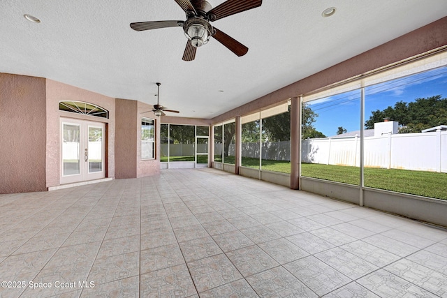 2604 Canary Isles Dr, Melbourne, FL 32901 - unfurnished sunroom featuring ceiling fan and french doors
