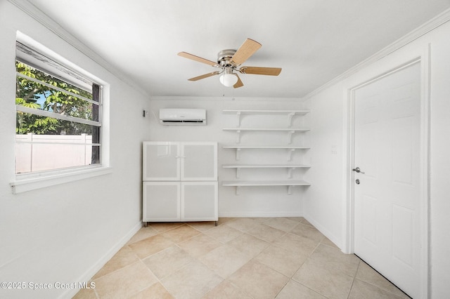1575 Glen Haven Dr, Merritt Island, FL 32952 - walk in closet with a wall mounted air conditioner, ceiling fan, and light tile patterned floors