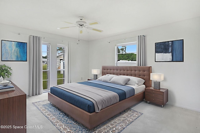 407 Heather Ave NE, Palm Bay, FL 32907 - bedroom with light carpet and a ceiling fan