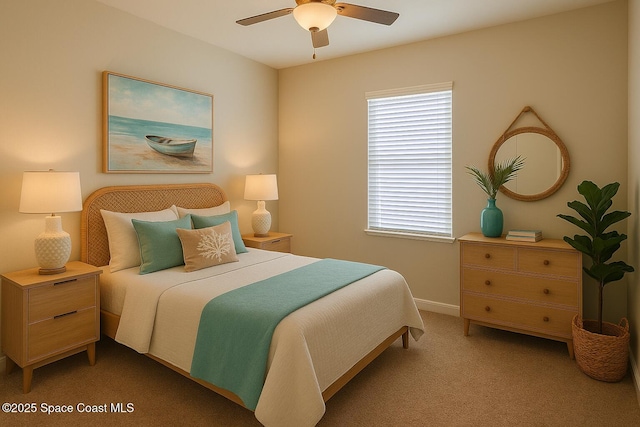 6684 Vista Hermosa Dr, Melbourne, FL 32940 - bedroom featuring light colored carpet and a ceiling fan