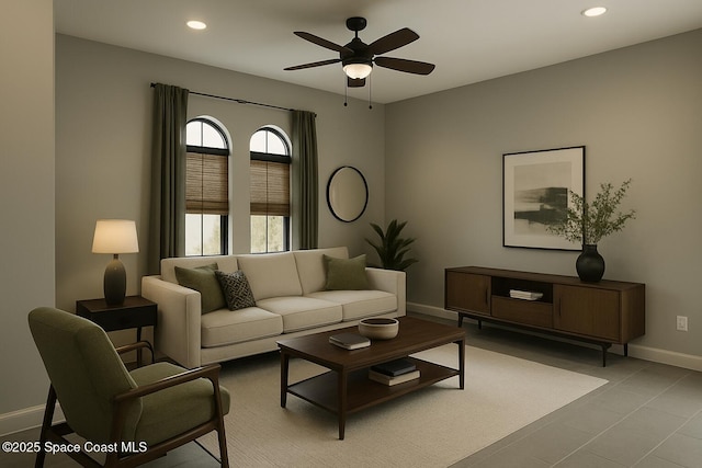 6684 Vista Hermosa Dr, Melbourne, FL 32940 - living area with ceiling fan and recessed lighting