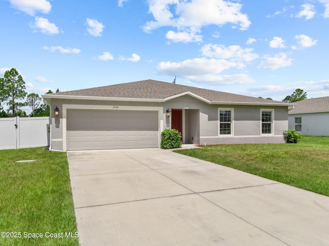 2926 Tishman Rd SE, Palm Bay, FL 32909 - view of front facade featuring stucco siding, an attached garage, driveway, and a gate