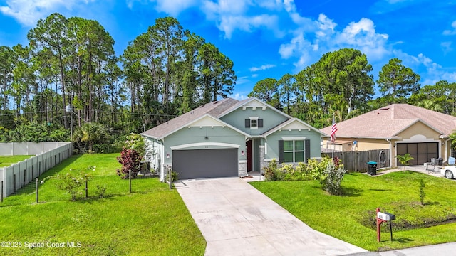 416 Ladyslipper St, Palm Bay, FL 32908 - view of front of house featuring concrete driveway, stucco siding, an attached garage, and stone siding