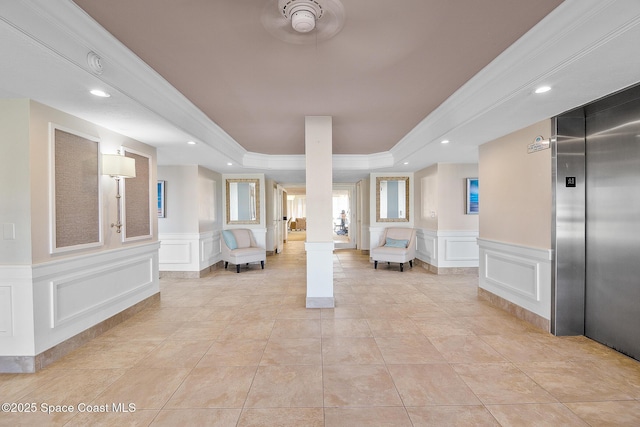 2815 S Atlantic Ave Unit 606, Cocoa Beach, FL 32931 - lobby featuring a decorative wall, wainscoting, and recessed lighting