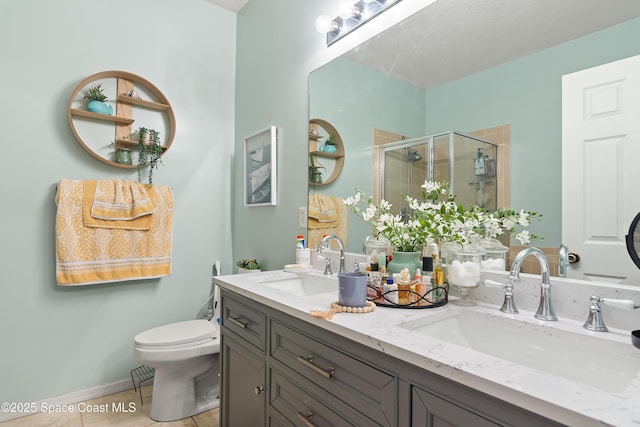 758 Carriage Lake Way, Vero Beach, FL 32968 - full bathroom featuring double vanity, a stall shower, and tile patterned floors
