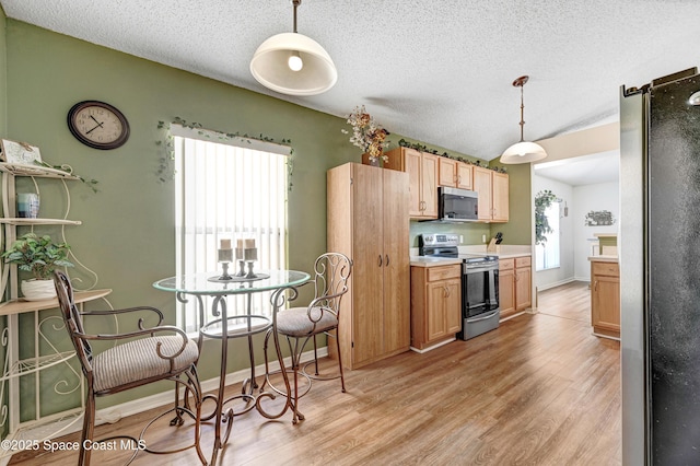 1652 La Maderia Dr, Palm Bay, FL 32908 - kitchen with appliances with stainless steel finishes, healthy amount of natural light, light wood-type flooring, and a textured ceiling
