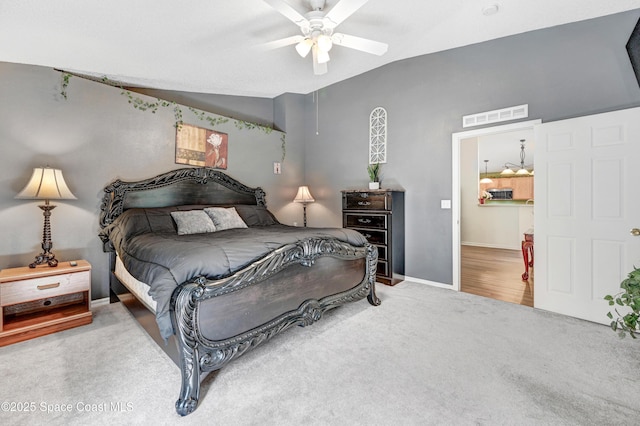1652 La Maderia Dr, Palm Bay, FL 32908 - carpeted bedroom featuring lofted ceiling and a ceiling fan