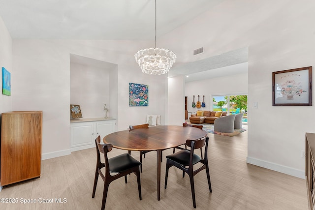 33 Yawl Dr, Cocoa Beach, FL 32931 - dining space featuring light wood-style floors and a chandelier