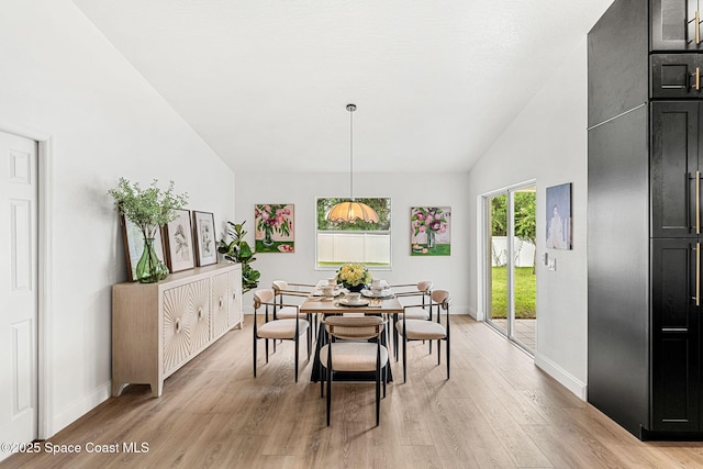 494 Fernandina St NW, Palm Bay, FL 32907 - dining area featuring light wood-style floors and high vaulted ceiling