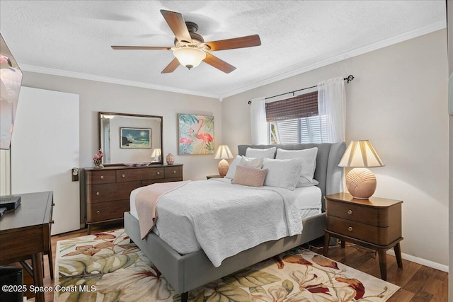 2975 Matthew Dr, Rockledge, FL 32955 - bedroom featuring light wood-style flooring, ornamental molding, a textured ceiling, and ceiling fan
