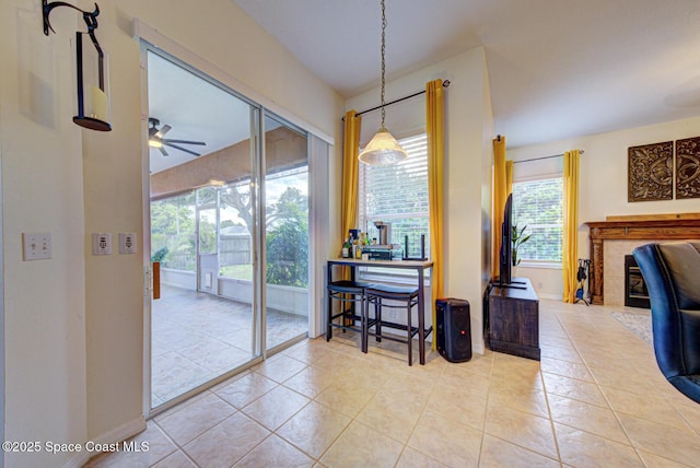 6980 Cairo Rd, Cocoa, FL 32927 - tiled office space with a ceiling fan and baseboards