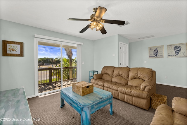 105 Ocean View Ln, Melbourne, FL 32903 - living area with carpet and ceiling fan