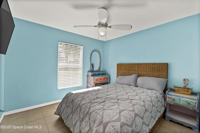 105 Ocean View Ln, Melbourne, FL 32903 - tiled bedroom with baseboards and ceiling fan