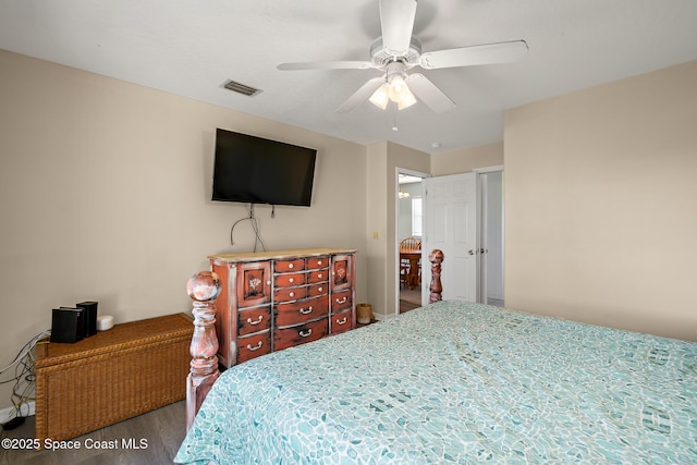 105 Ocean View Ln, Melbourne, FL 32903 - bedroom featuring wood finished floors and a ceiling fan
