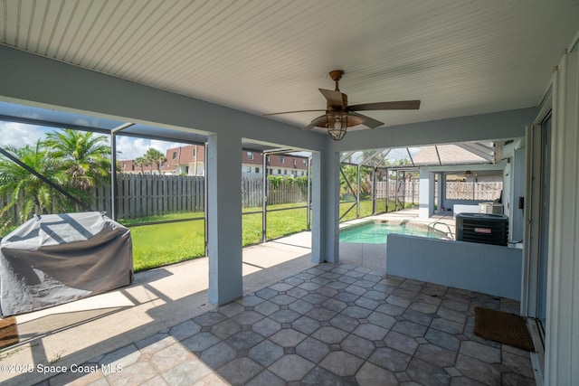147 Ocean View Ln, Melbourne, FL 32903 - unfurnished sunroom with a ceiling fan
