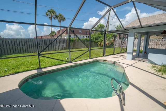 147 Ocean View Ln, Melbourne, FL 32903 - view of pool featuring a fenced backyard, a patio area, and a lanai