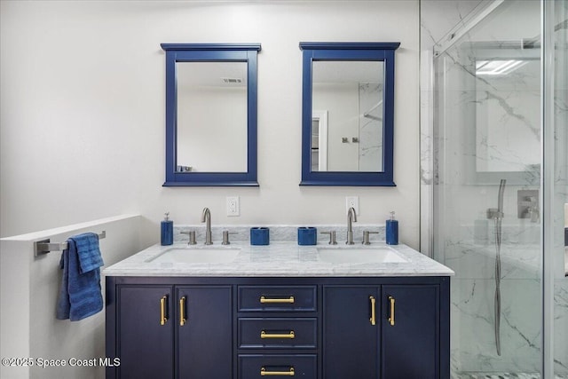 513 Ronnie Dr, Indian Harbour Beach, FL 32937 - full bathroom featuring a marble finish shower and double vanity