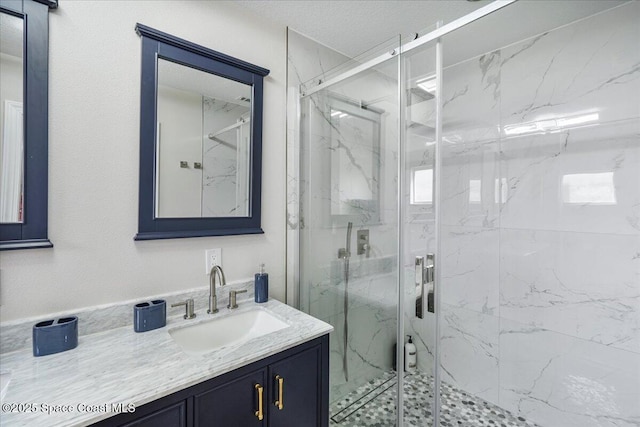 513 Ronnie Dr, Indian Harbour Beach, FL 32937 - full bath featuring vanity and a marble finish shower