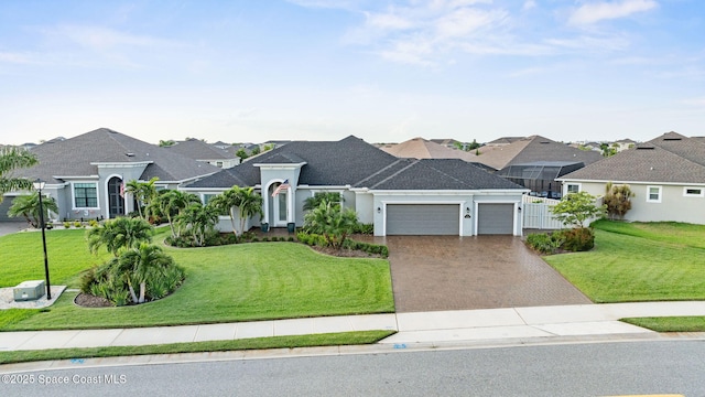3110 Addison Dr, Melbourne, FL 32940 - view of front facade featuring an attached garage, driveway, a residential view, and a front yard