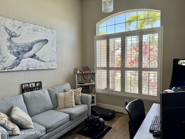 4569 Chastain Dr, Melbourne, FL 32940 - home office with wood finished floors and baseboards