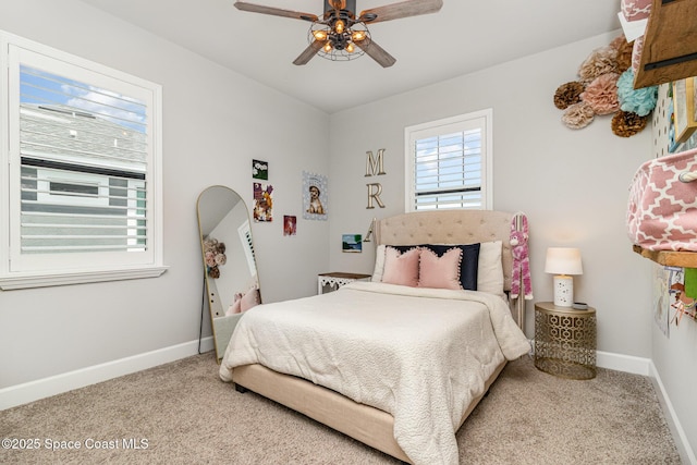 3243 Casare Dr, Melbourne, FL 32940 - carpeted bedroom with baseboards and ceiling fan