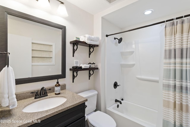208 Atlantic Blvd, Indian Harbour Beach, FL 32937 - bathroom featuring shower / bath combo with shower curtain, vanity, and recessed lighting