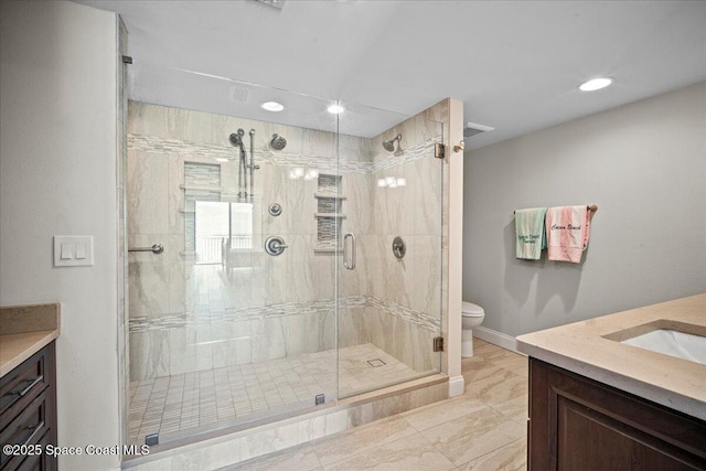 3221 S Atlantic Ave Unit 703, Cocoa Beach, FL 32931 - full bath featuring vanity, a stall shower, and recessed lighting
