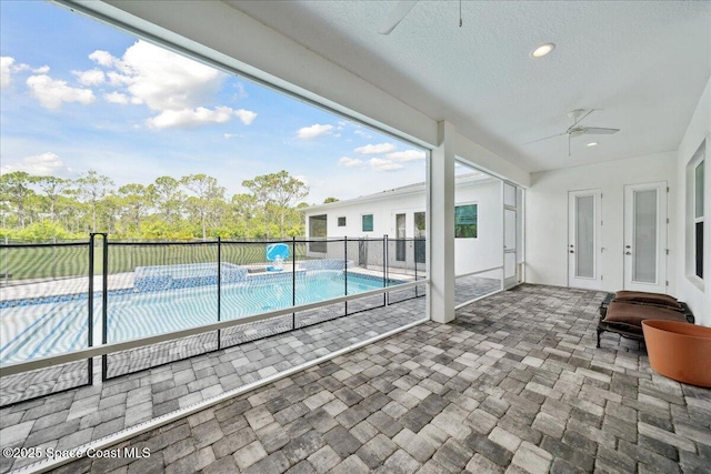 6190 Brabrook Ave, Grant, FL 32949 - view of pool featuring a ceiling fan, a patio area, and a pool with connected hot tub