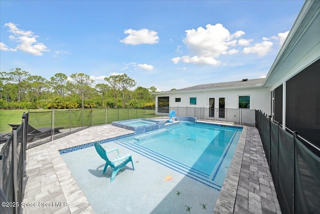 6190 Brabrook Ave, Grant, FL 32949 - view of pool with french doors, a patio area, and a pool with connected hot tub