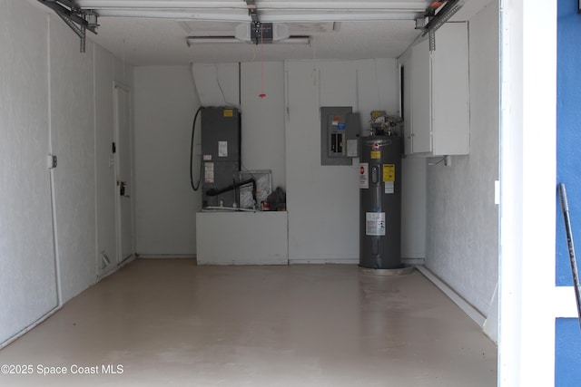 1001 Bernice Rd, Rockledge, FL 32955 - garage with water heater, electric panel, a garage door opener, and heating unit