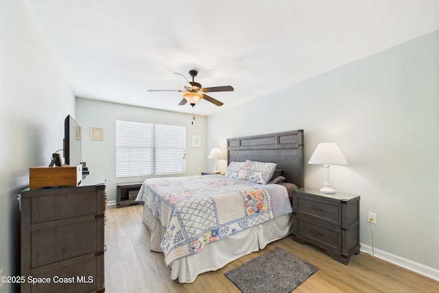 152 Clemente Dr, Satellite Beach, FL 32937 - bedroom with light wood-style flooring and a ceiling fan