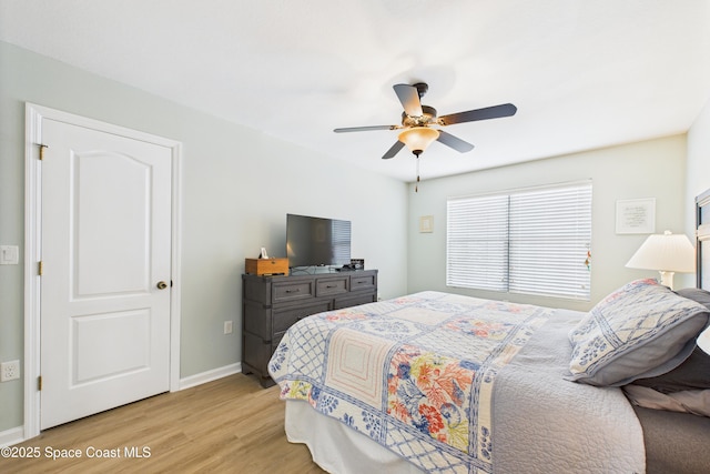 152 Clemente Dr, Satellite Beach, FL 32937 - bedroom with light wood-type flooring and a ceiling fan