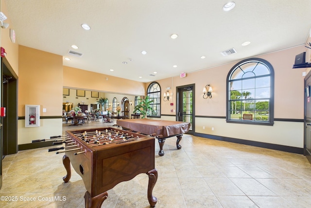 152 Clemente Dr, Satellite Beach, FL 32937 - rec room featuring pool table, recessed lighting, and light tile patterned floors