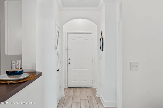 6461 Borasco Dr Unit 3808, Melbourne, FL 32940 - hall with crown molding and light wood-type flooring