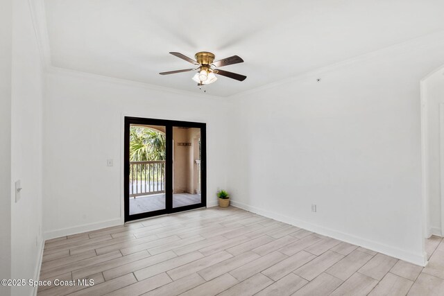 6461 Borasco Dr Unit 3808, Melbourne, FL 32940 - spare room with ornamental molding, ceiling fan, and light wood-style floors