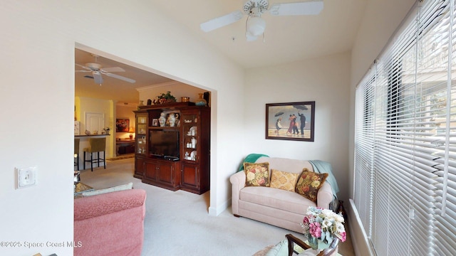6461 Borasco Dr Unit 1805, Melbourne, FL 32940 - living area featuring a ceiling fan and carpet