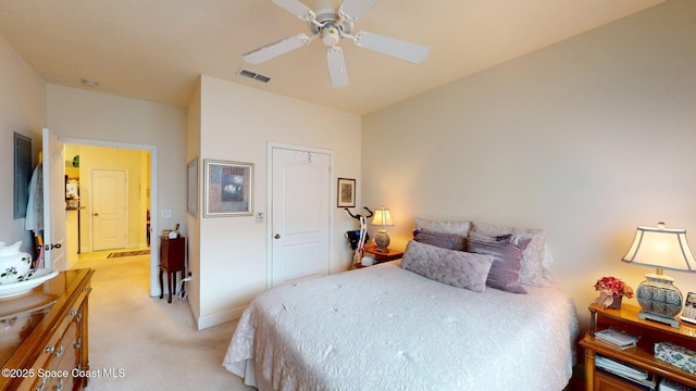 6461 Borasco Dr Unit 1805, Melbourne, FL 32940 - bedroom with light colored carpet and a ceiling fan