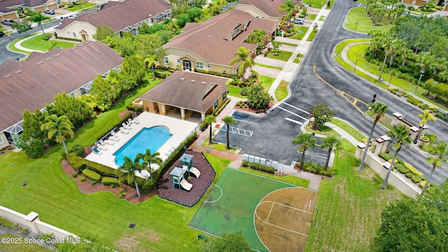 5727 Tamarac Dr, Melbourne, FL 32940 - aerial perspective of suburban area featuring a pool area