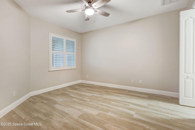 5727 Tamarac Dr, Melbourne, FL 32940 - unfurnished room with ceiling fan and light wood-style floors