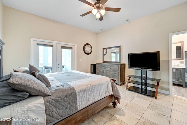 1067 Red Bud Cir, Rockledge, FL 32955 - bedroom with french doors, access to outside, multiple windows, and light tile patterned floors