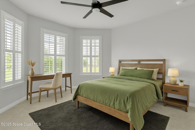 10035 SW Captiva Dr, Port St Lucie, FL 34987 - bedroom featuring multiple windows, light tile patterned floors, and ceiling fan