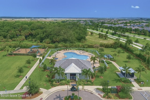 10035 SW Captiva Dr, Port St Lucie, FL 34987 - drone / aerial view of a pool
