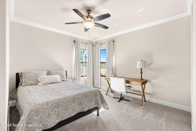 8522 Strom Park Dr, Melbourne, FL 32940 - bedroom featuring carpet, crown molding, and ceiling fan
