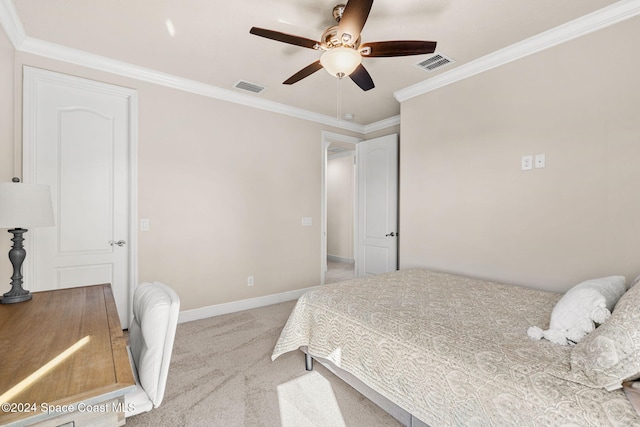8522 Strom Park Dr, Melbourne, FL 32940 - bedroom featuring carpet flooring, ornamental molding, and ceiling fan