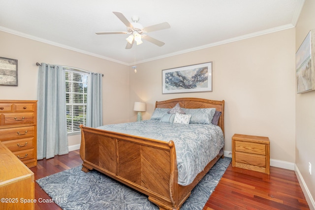1510 Gardenton St NW, Palm Bay, FL 32907 - bedroom featuring wood finished floors, crown molding, and a ceiling fan