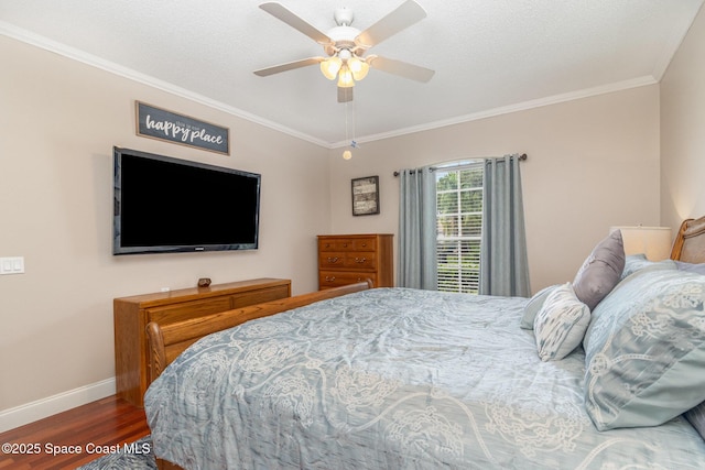 1510 Gardenton St NW, Palm Bay, FL 32907 - bedroom with wood finished floors, ornamental molding, and ceiling fan
