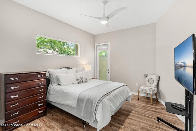 172 Whaler Dr, Melbourne Beach, FL 32951 - bedroom featuring wood finished floors and ceiling fan